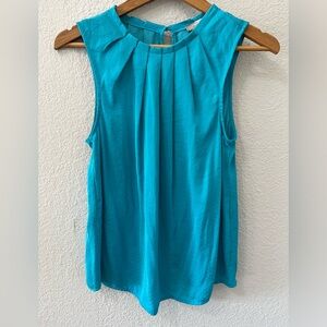 FOREVER 21 Teal Polka Dot Pleated Blouse